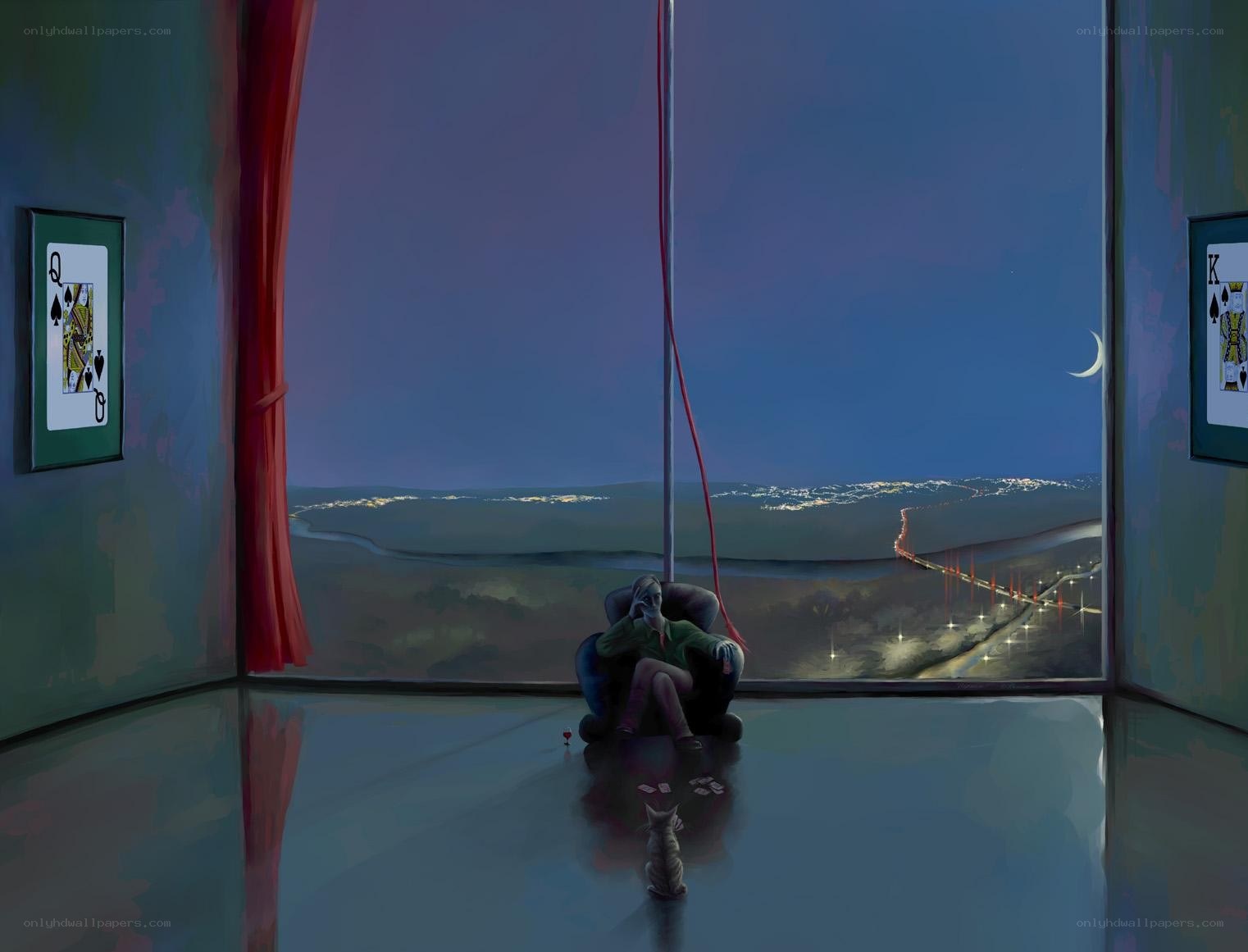 Man in a room at night