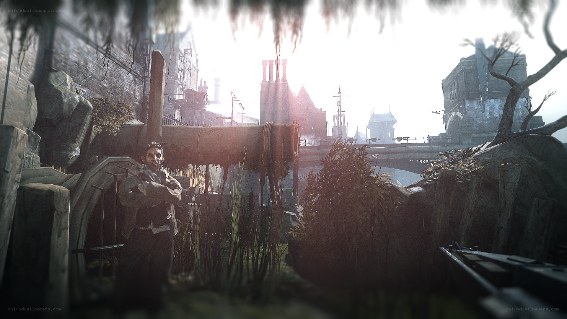 man in a ruined city