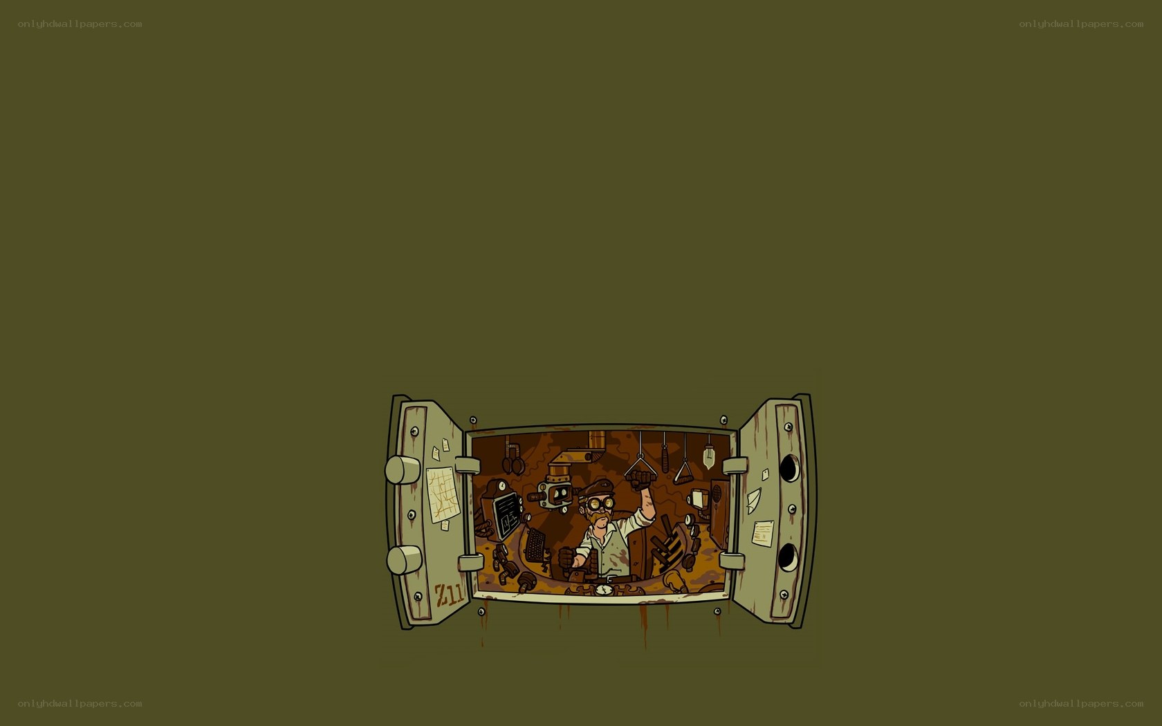 man in a safe room