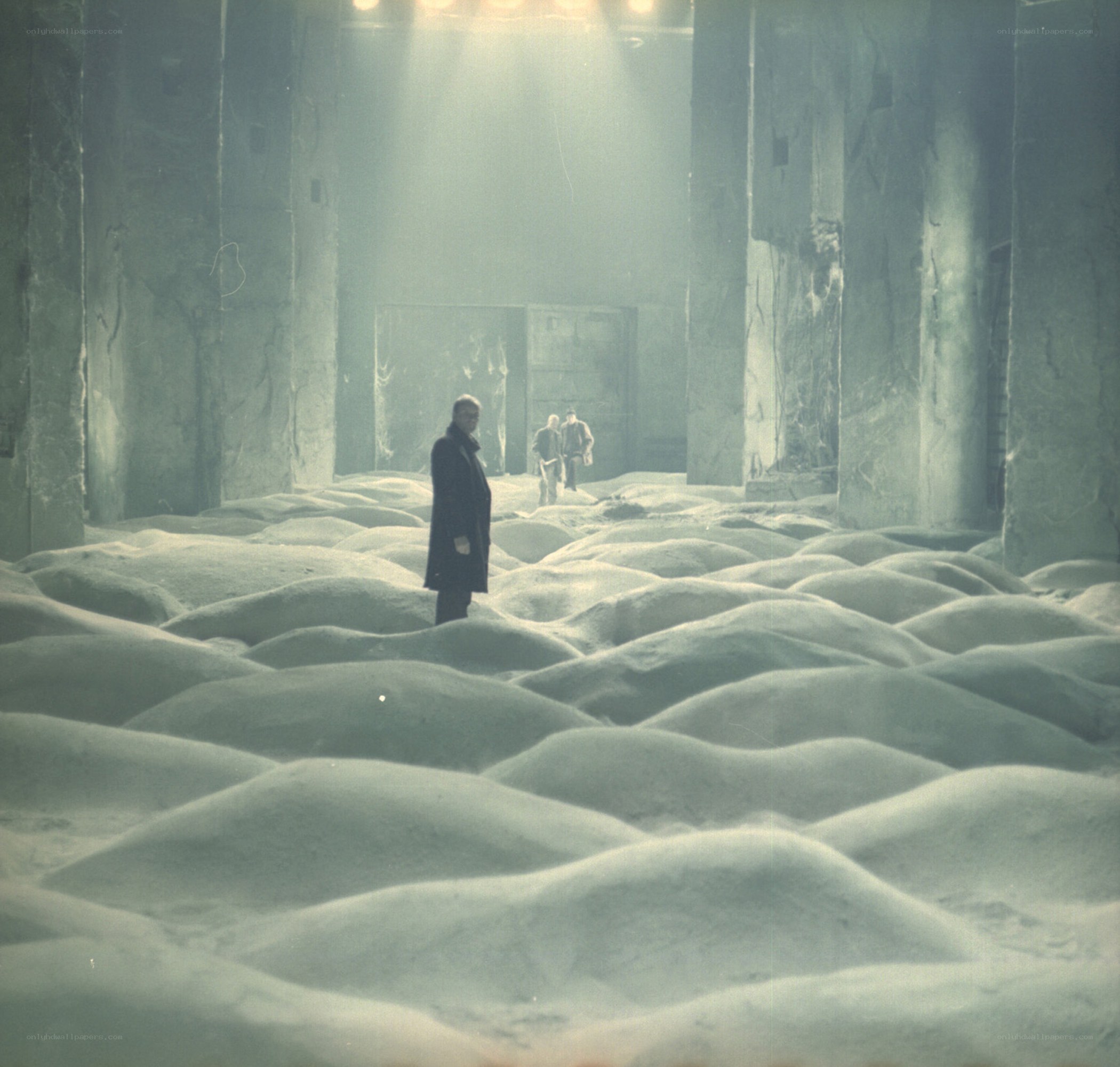 Man in a snowy hall
