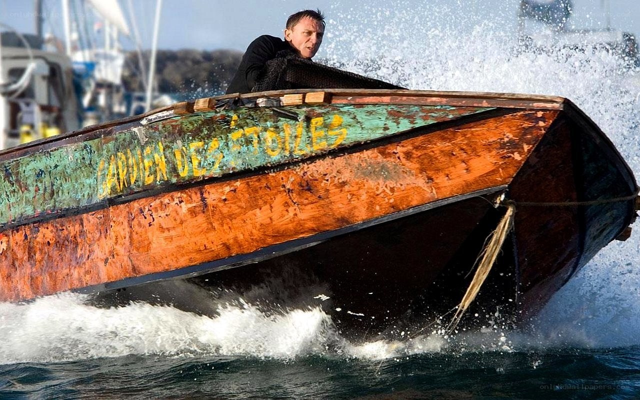 Man in a speeding boat