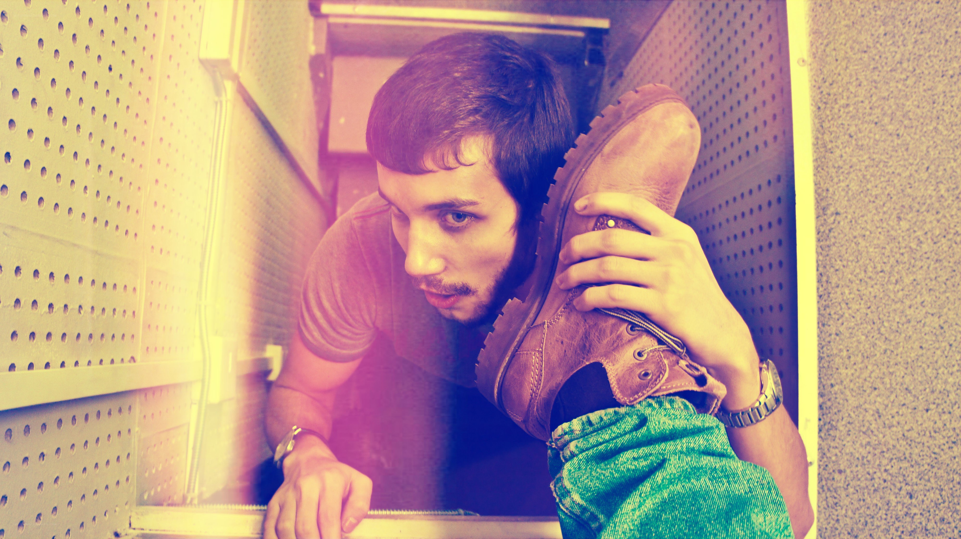 man in a storage unit