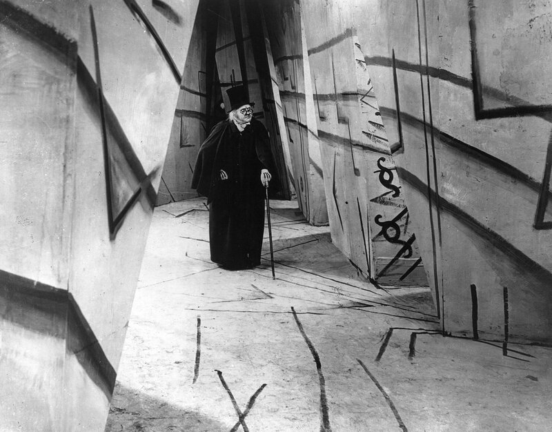 Man in a surreal corridor
