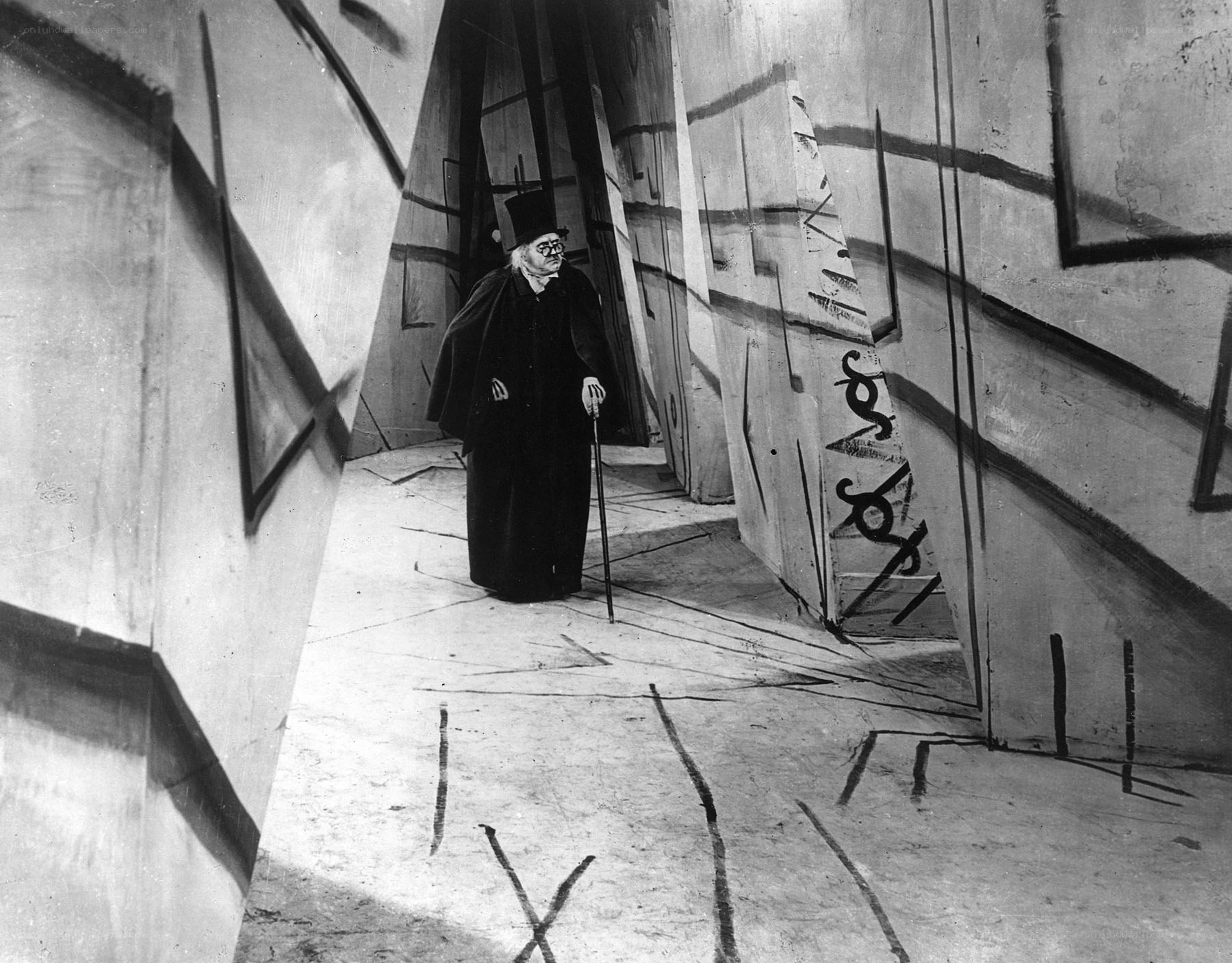 Man in a surreal corridor