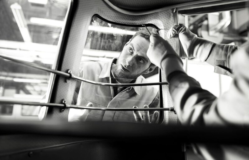 Man in a vehicle reflection