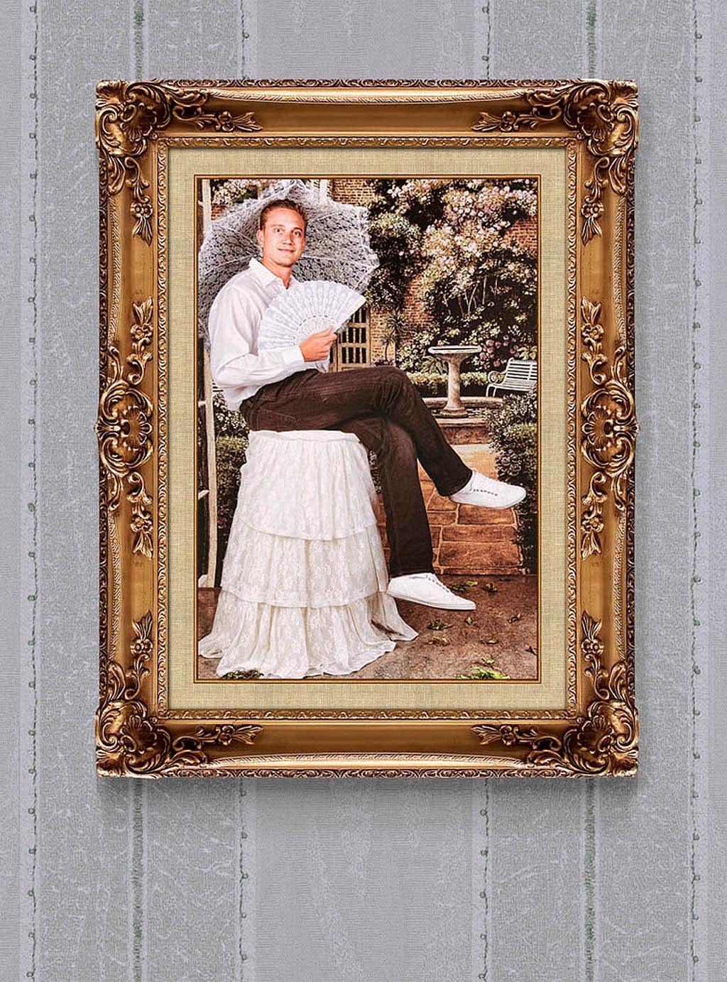 Man in a white dress portrait