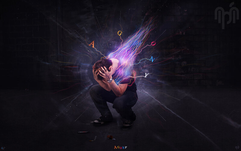 Man in Agony with Energy Burst