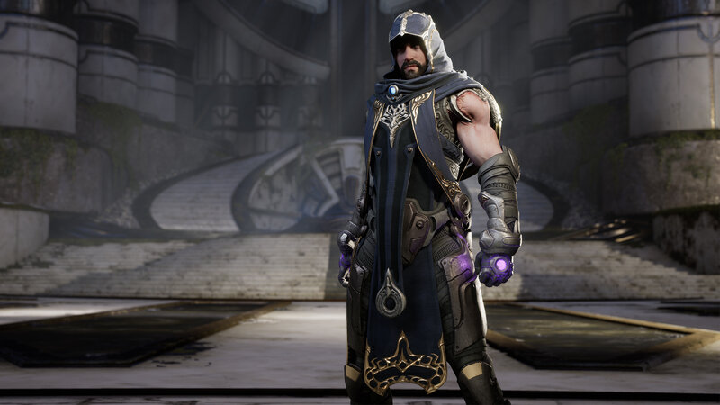 Man in Armor — Gray, Dramatic