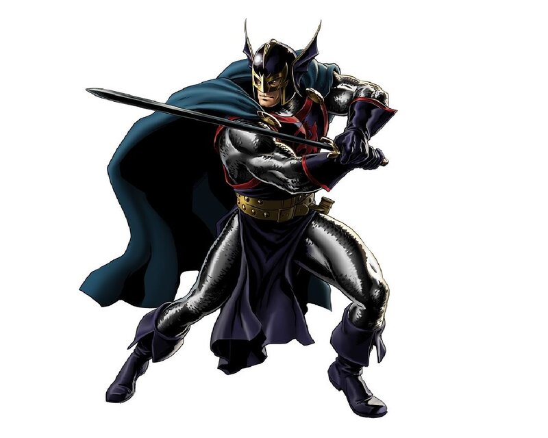 Man in Armor Holding Sword — Black, Dramatic