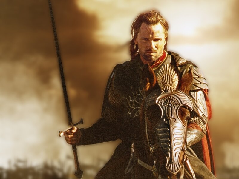 Man in Armor Holding Sword — Brown, Dramatic, Sunset