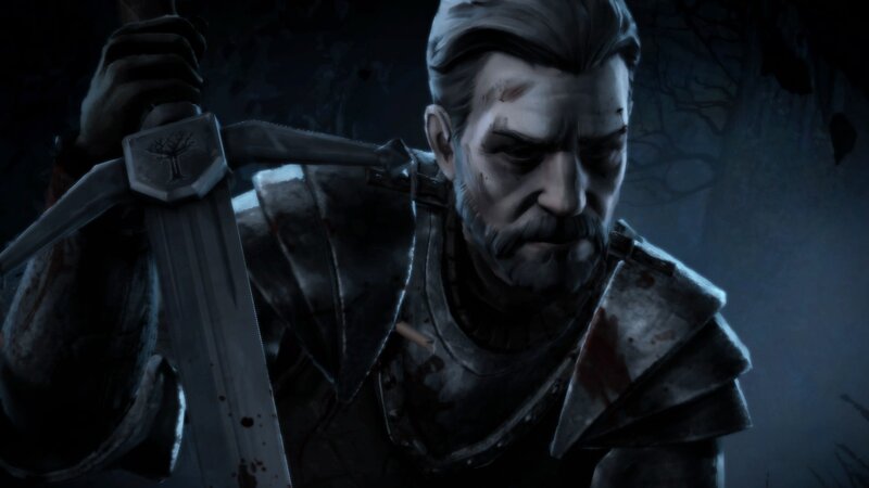 Man in Armor Holding Sword — Gray, Dark, Dramatic