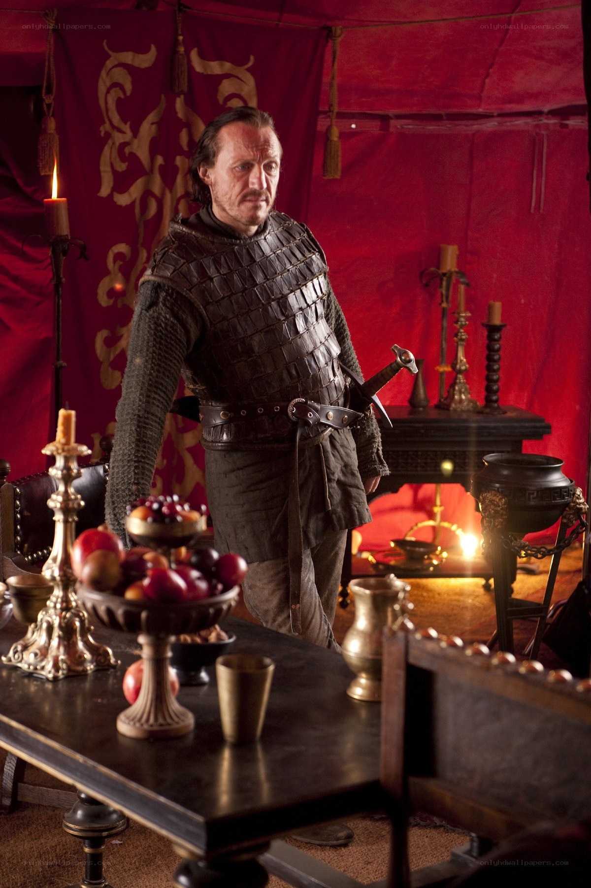 Man in armor in a tent