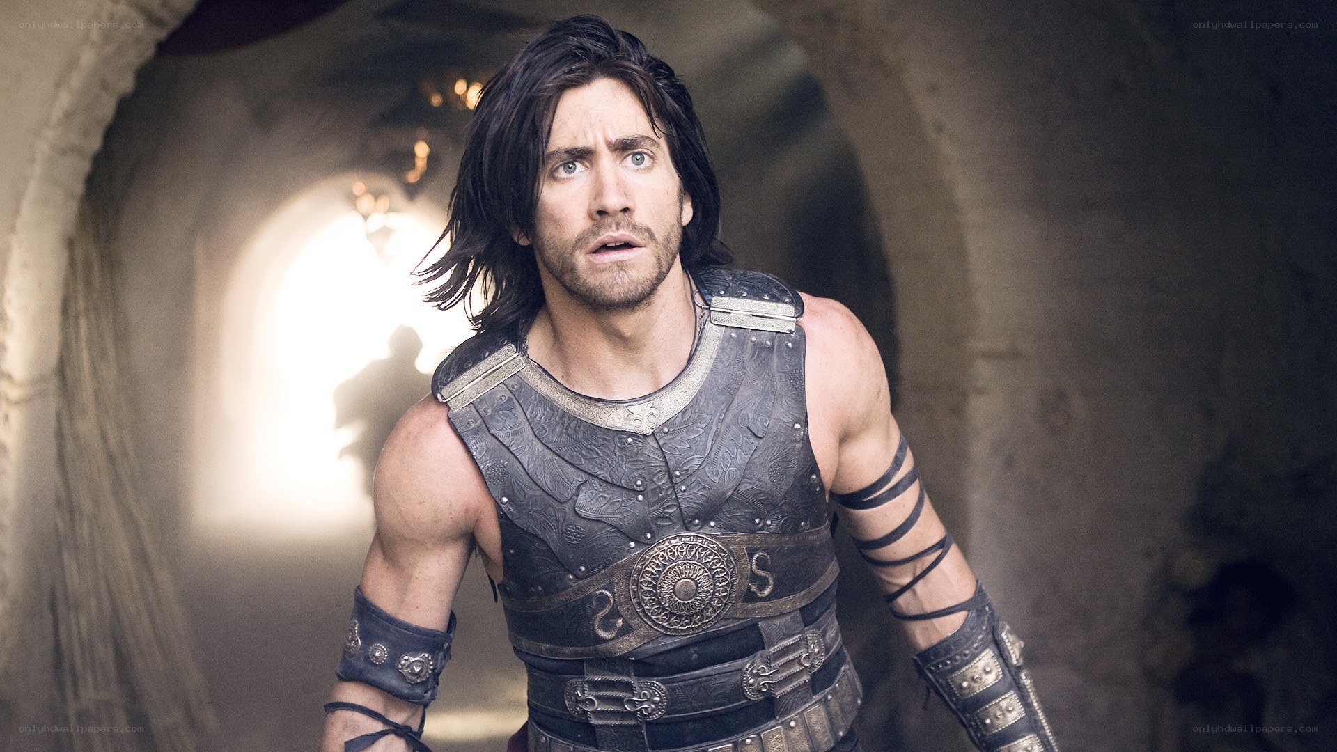 man in armor in tunnel