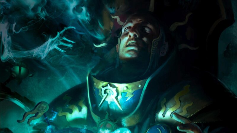 Man in Armor with Glowing Symbols