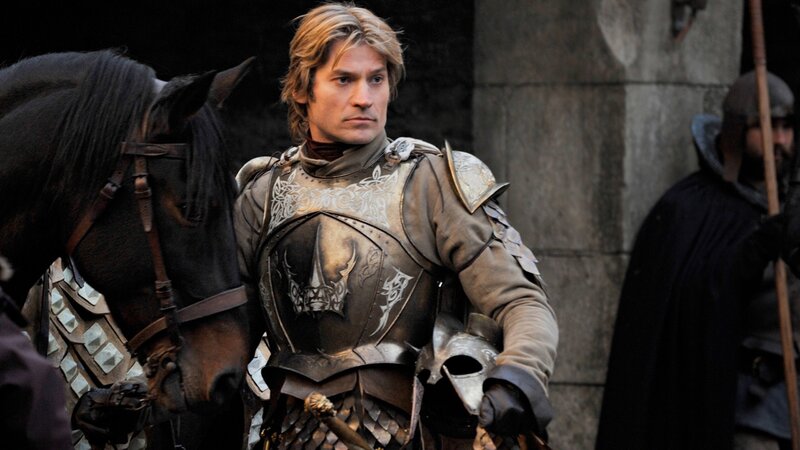 Man in Armor with Horse — Gray, Serious