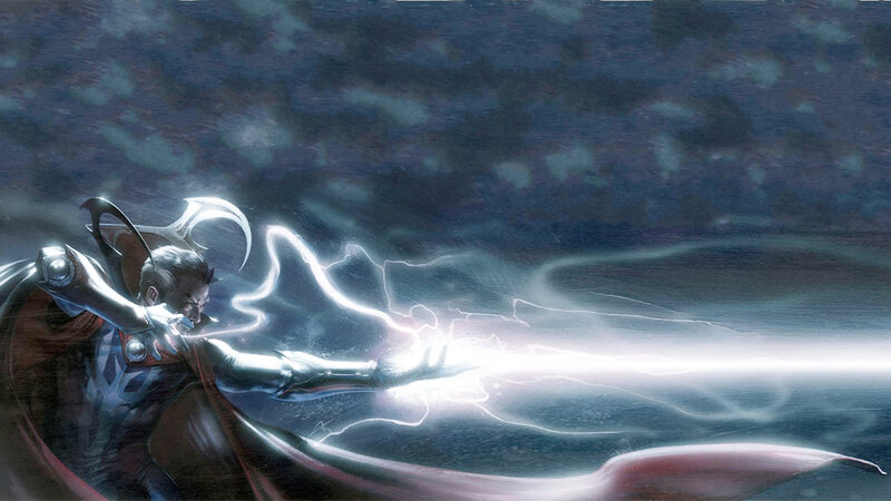 Man in Armor with Lightning — Blue