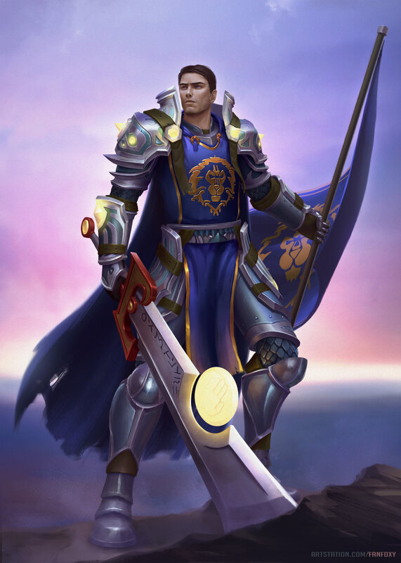 Man in Armor with Sword — Blue, Dramatic