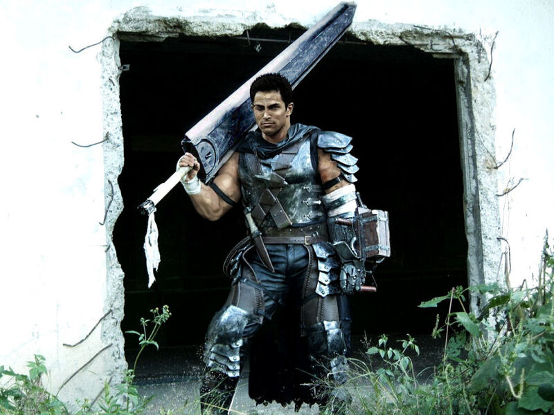 Man in Armor with Sword — Gray, Dramatic