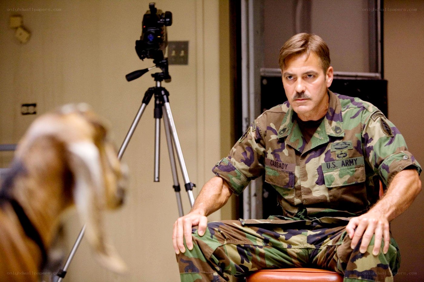 Man in army uniform with goat
