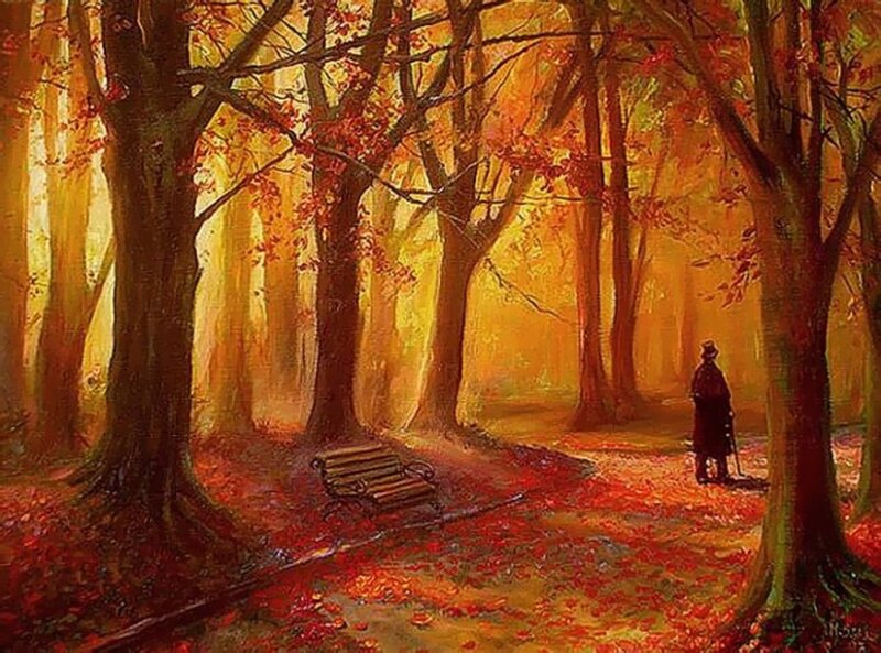 Man in Autumn Forest — Orange