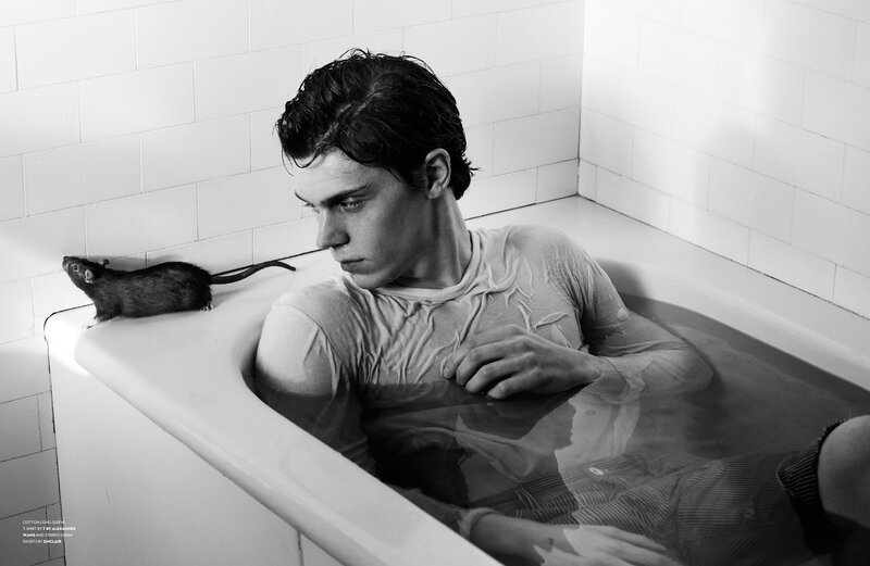 Man in Bathtub with Rat