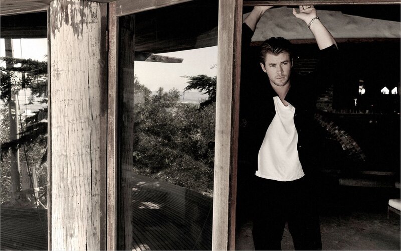 man in black and white photo