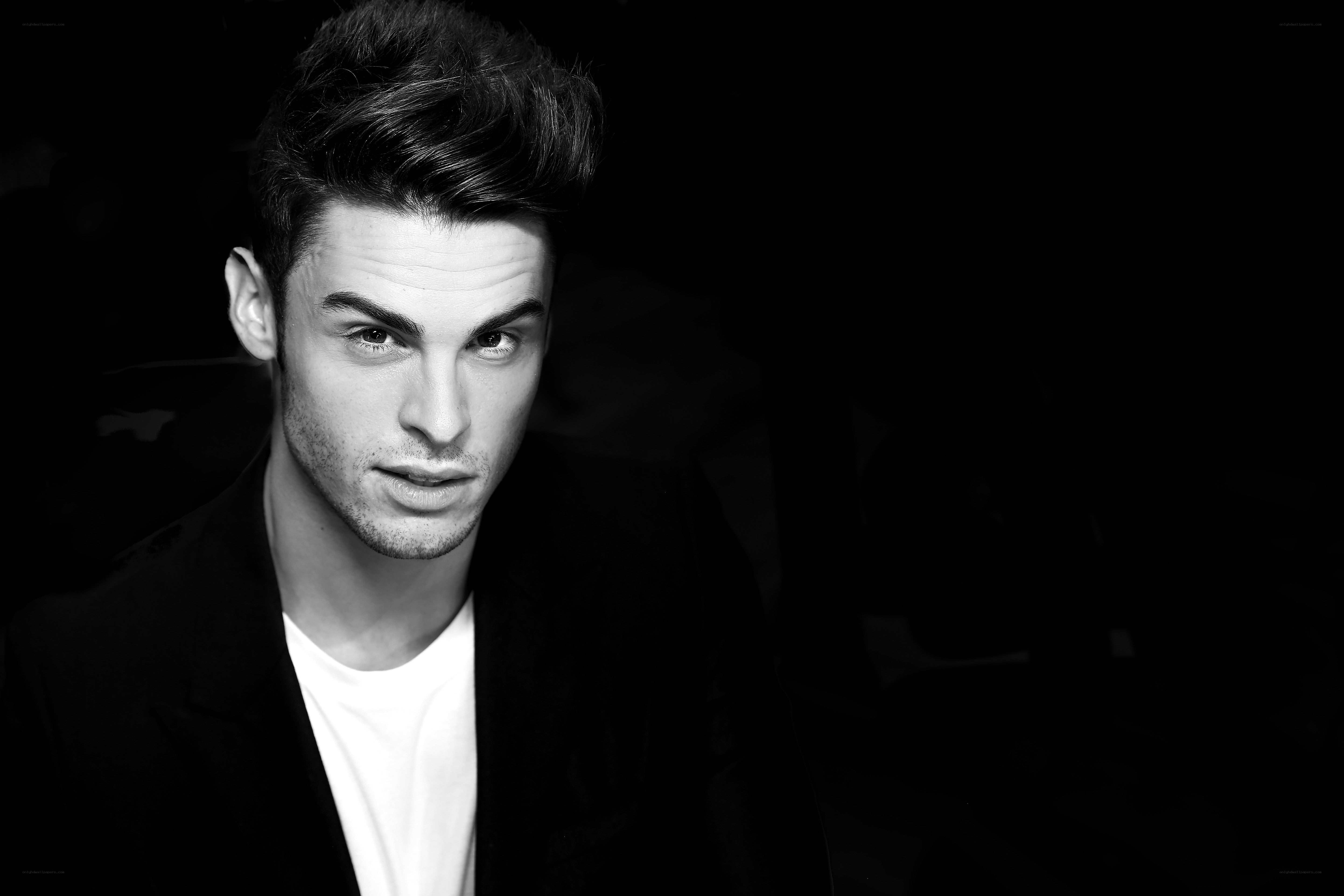 man in black and white portrait