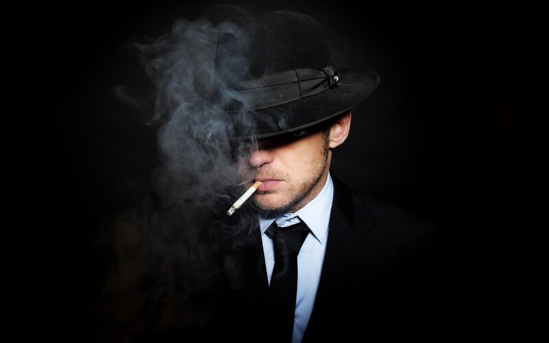 Man in Black Hat — Dramatic, Night, Photograph