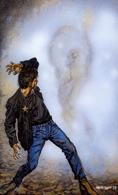 Man in Black Jacket — Blue, Dramatic, Illustration
