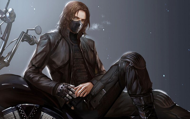 Man in Black Jacket — Dramatic, Night, Digital Art, Motorcycle