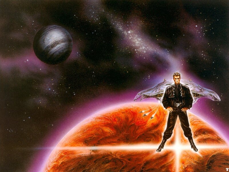 Man in Black Jacket — Purple, Dramatic, Illustration