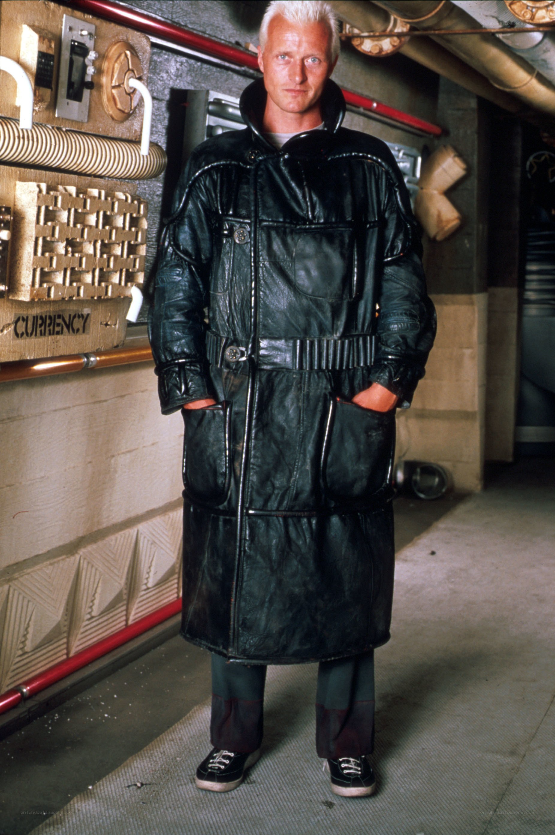 Man in black leather coat