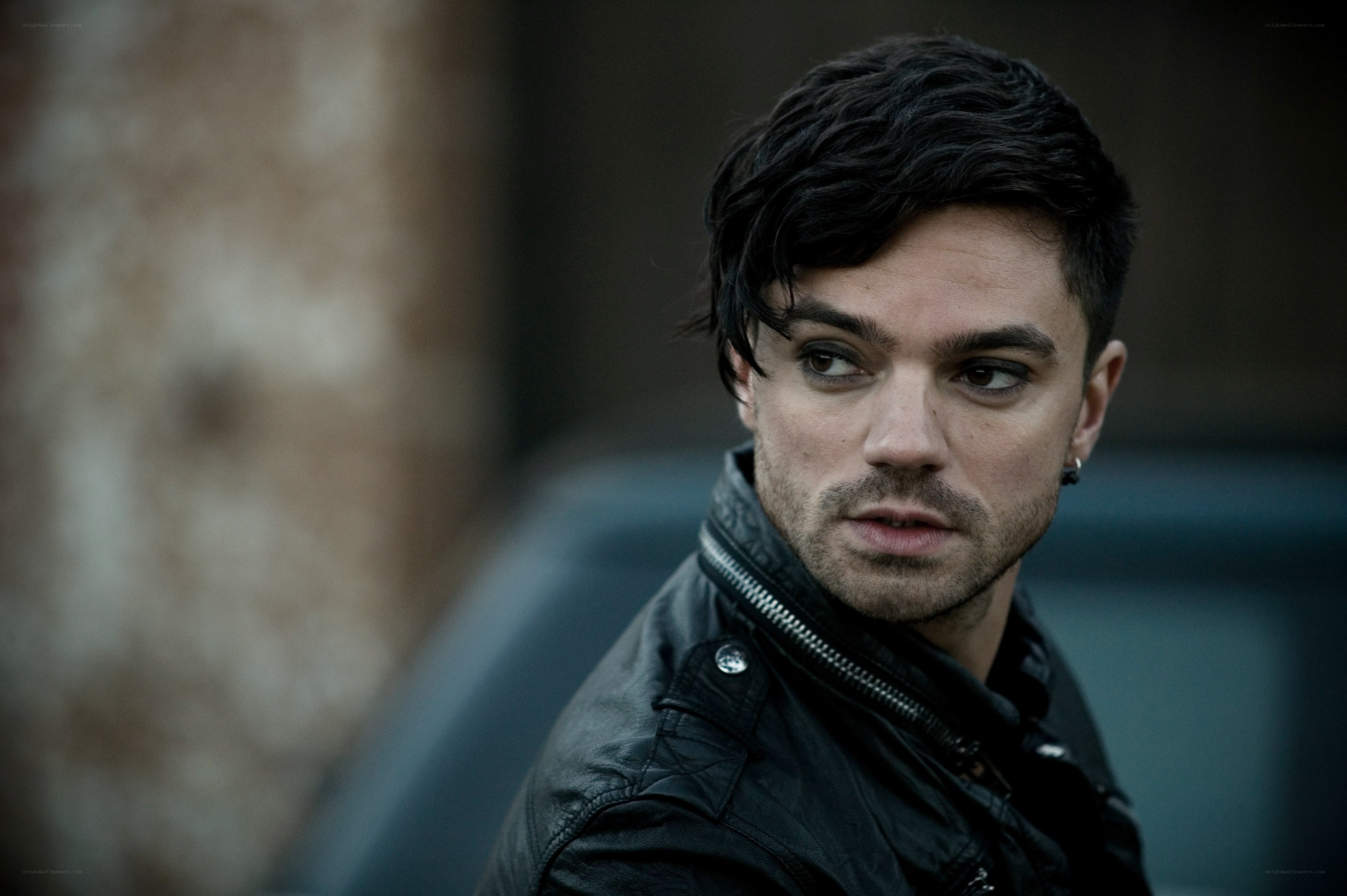 man in black leather jacket