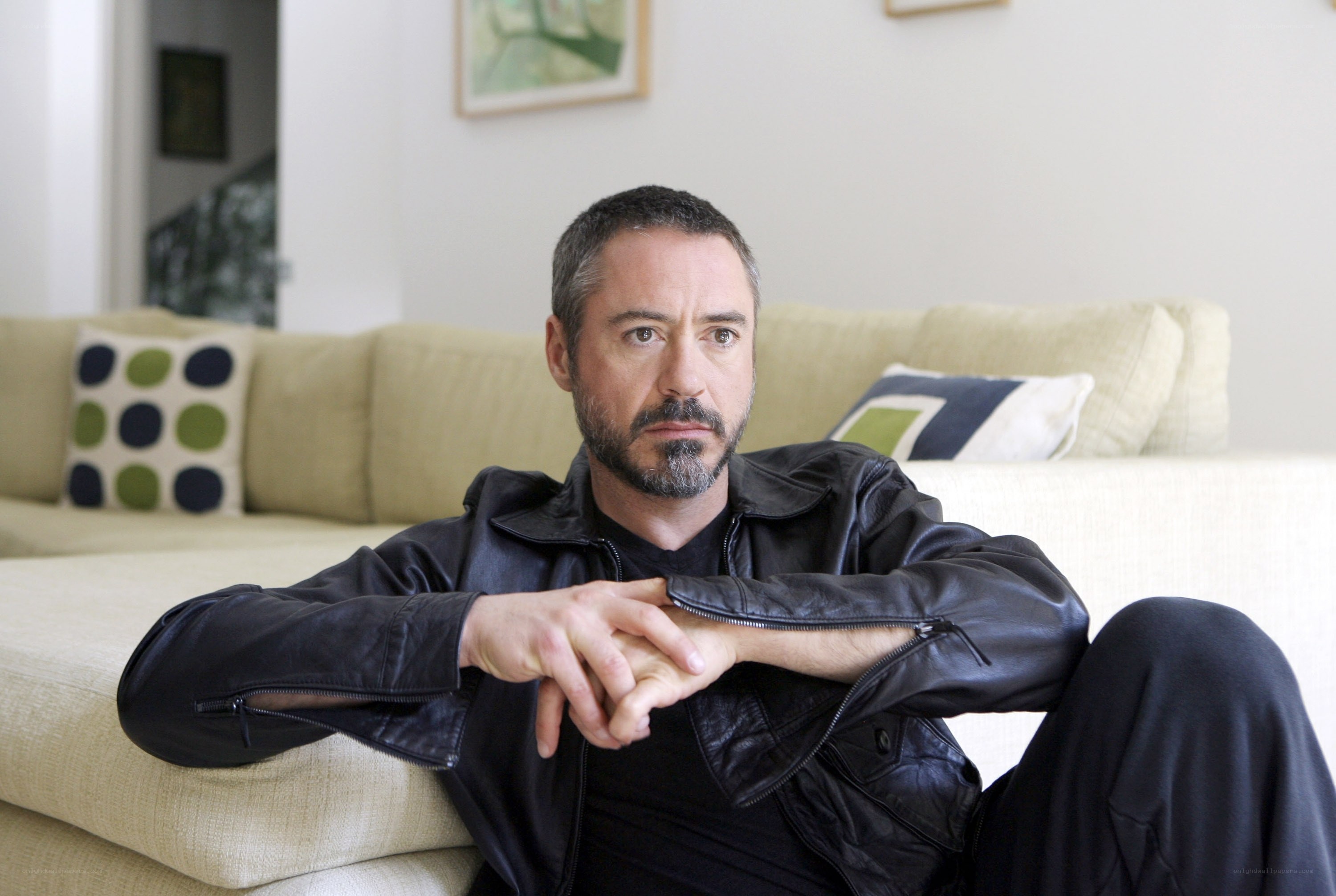 man in black leather jacket