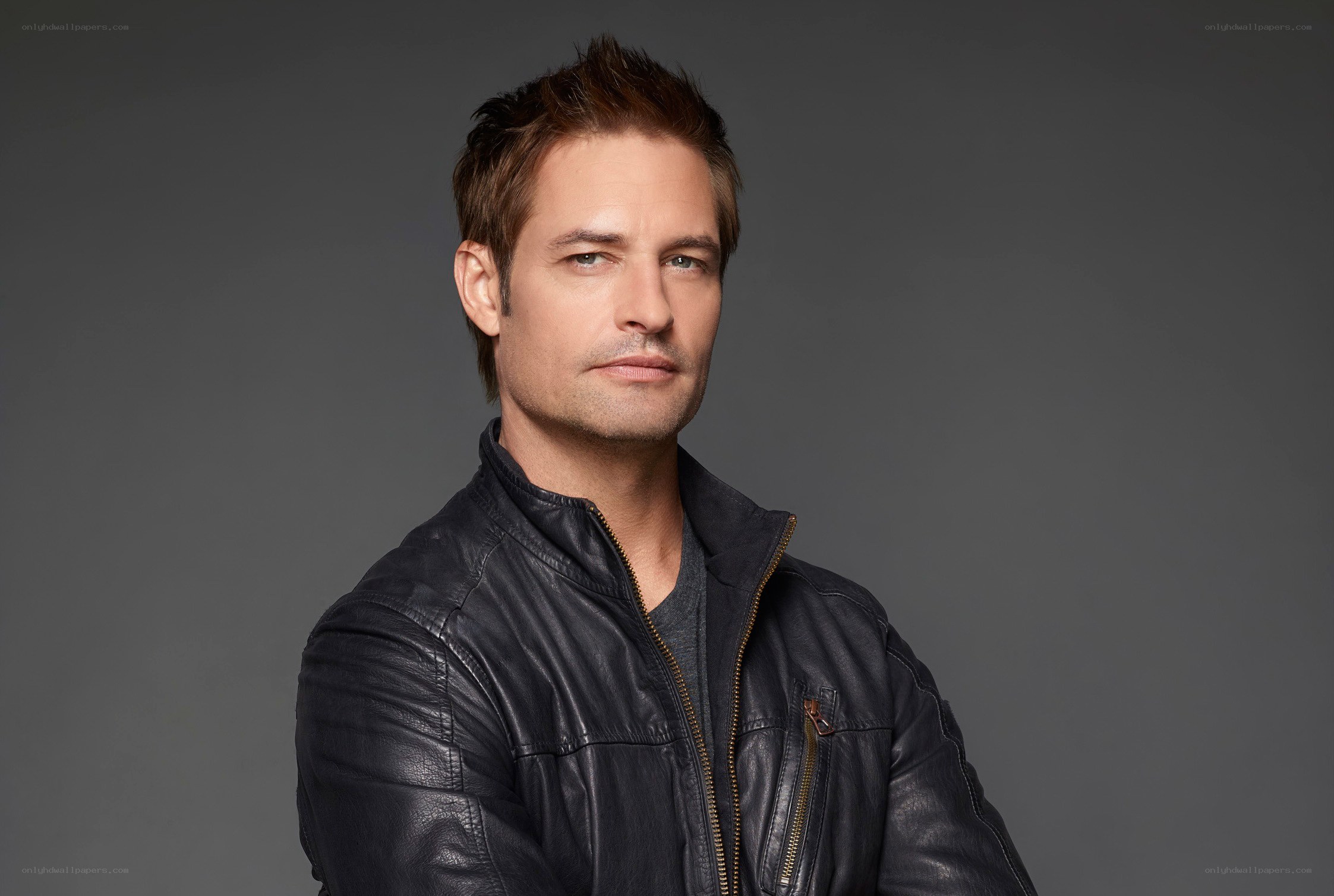 man in black leather jacket