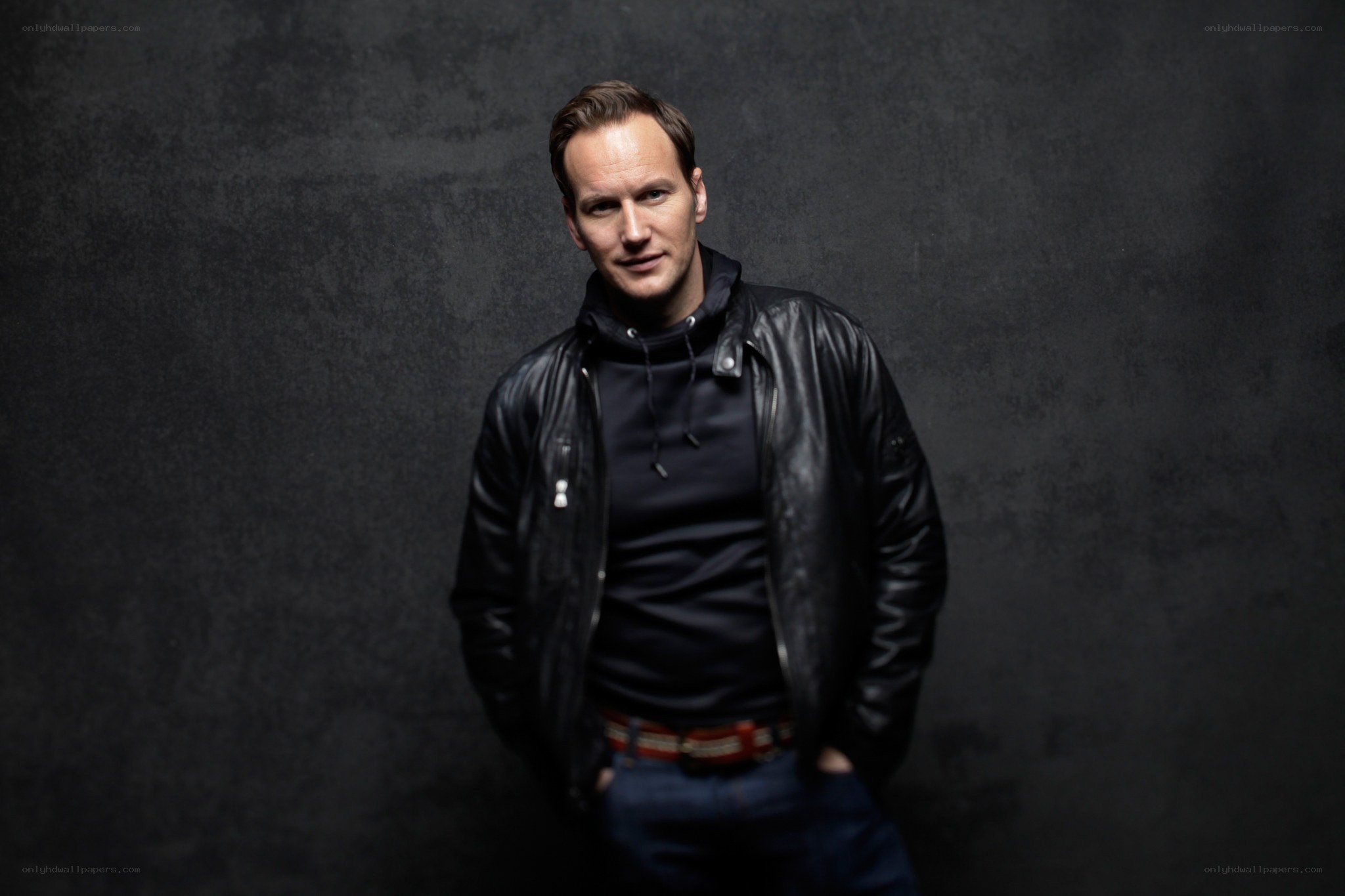 man in black leather jacket