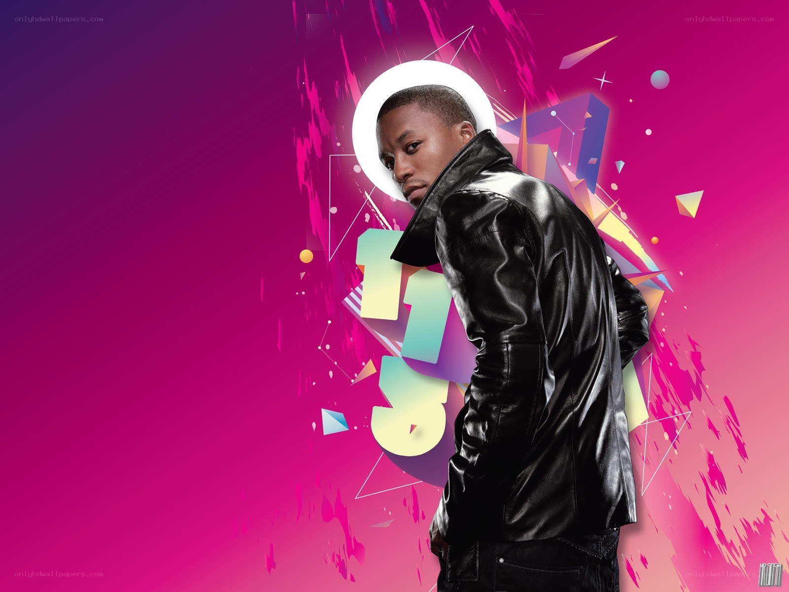 man in black leather jacket