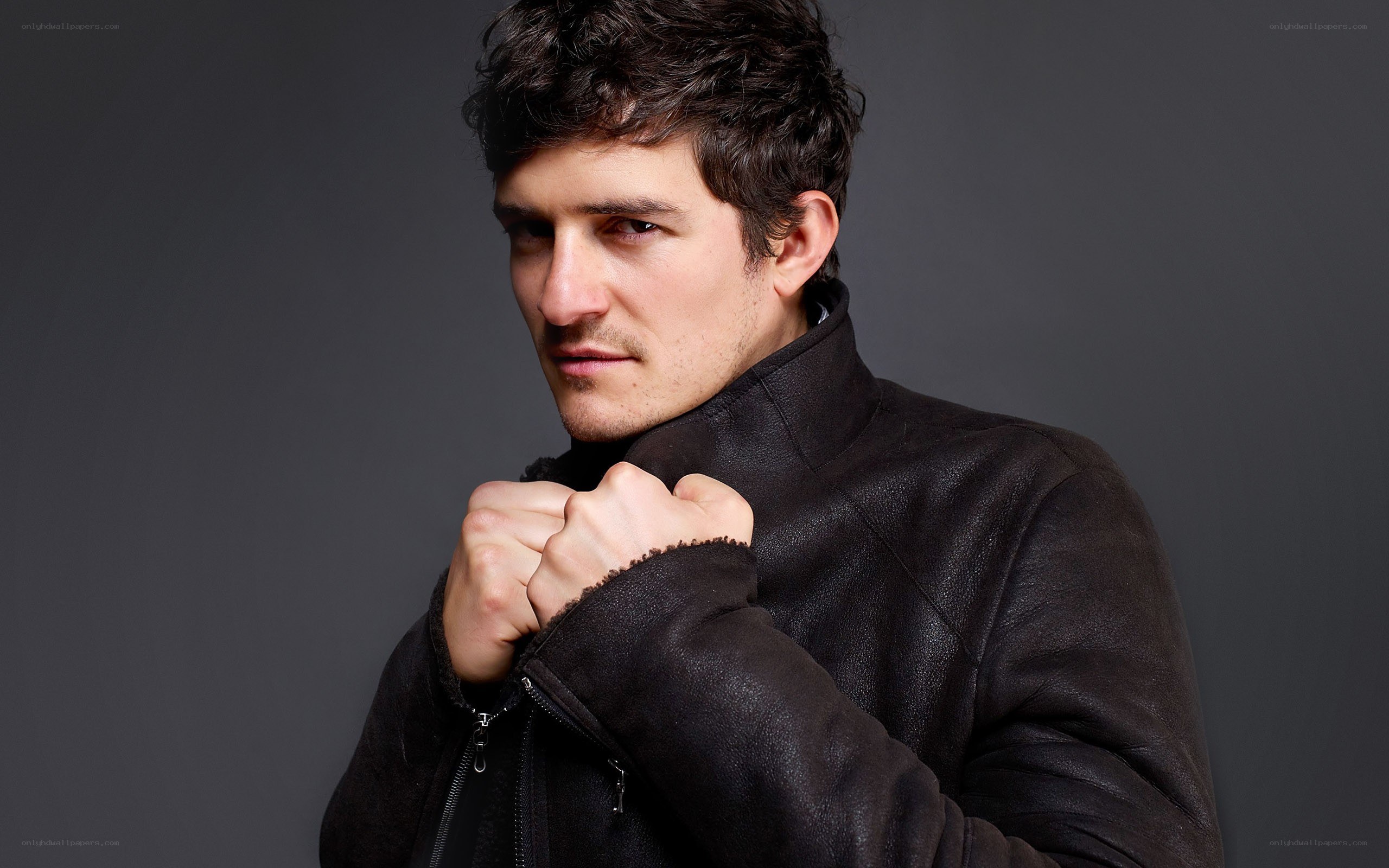 man in black leather jacket