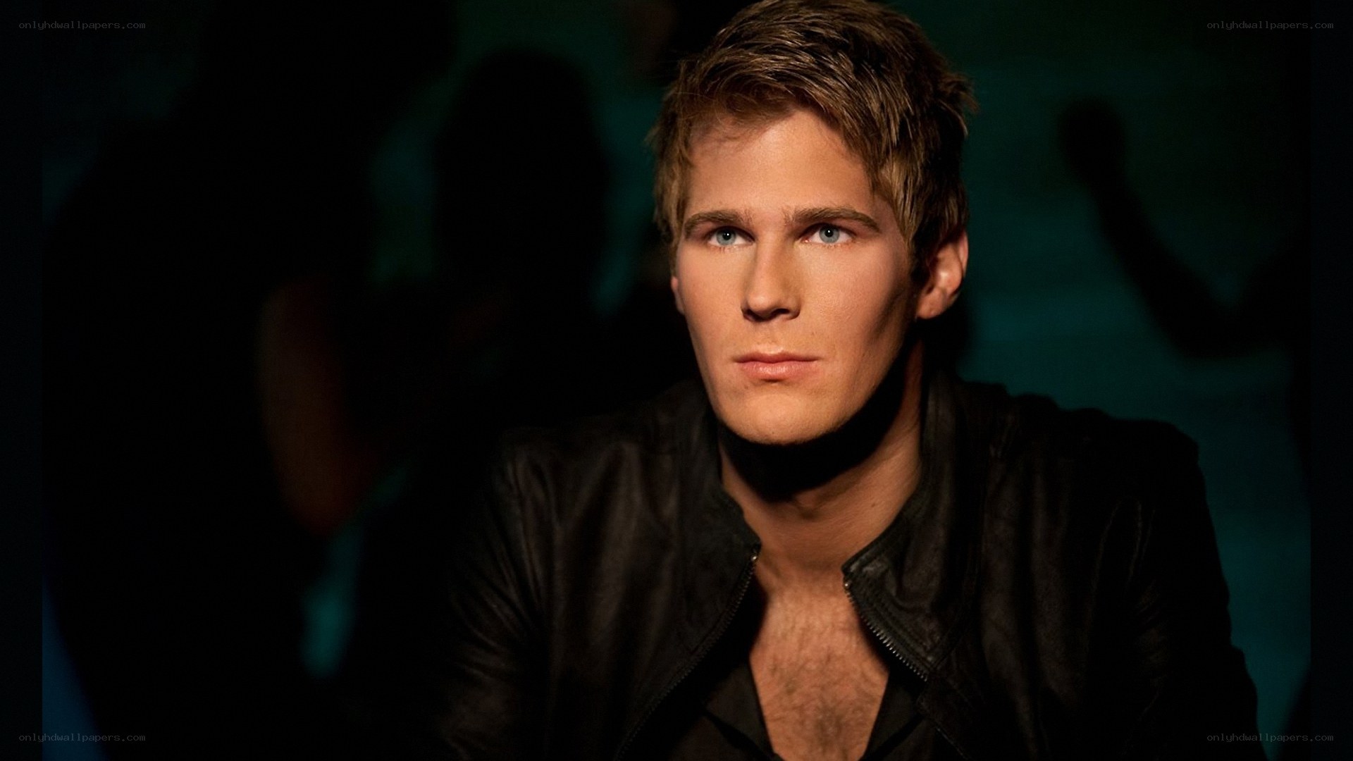 man in black leather jacket