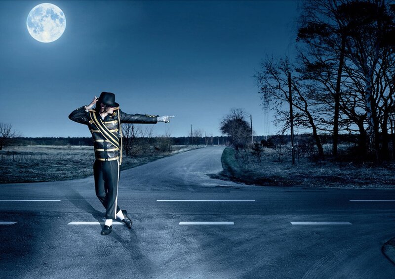 Man in Black Suit — Blue, Dramatic, Night