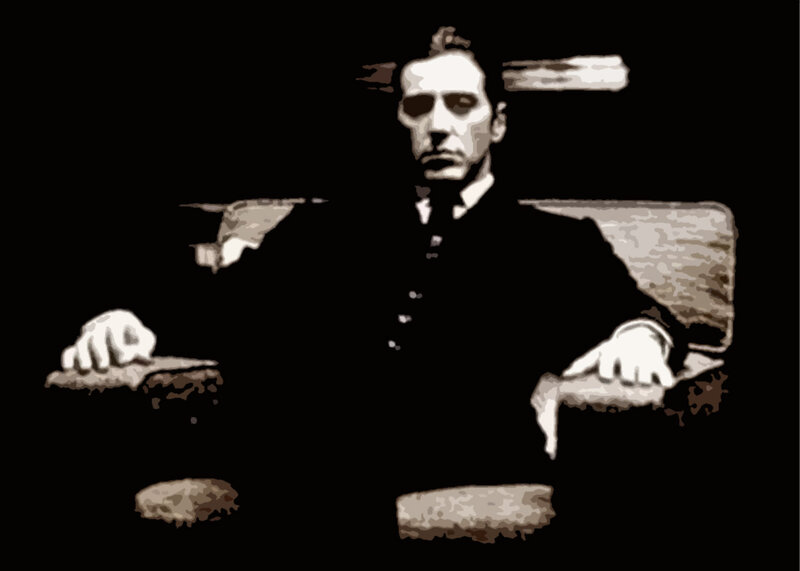 Man in Black Suit — Dramatic, Illustration, Hands