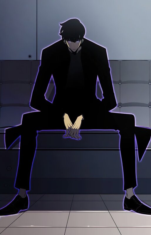 Man in Black Suit — Dramatic, Manga, Bench, Sitting