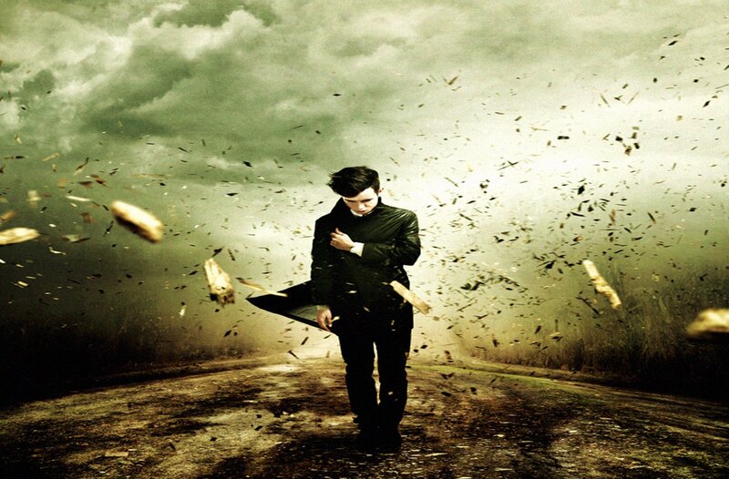 Man in Black Suit — Green, Dramatic, Photograph