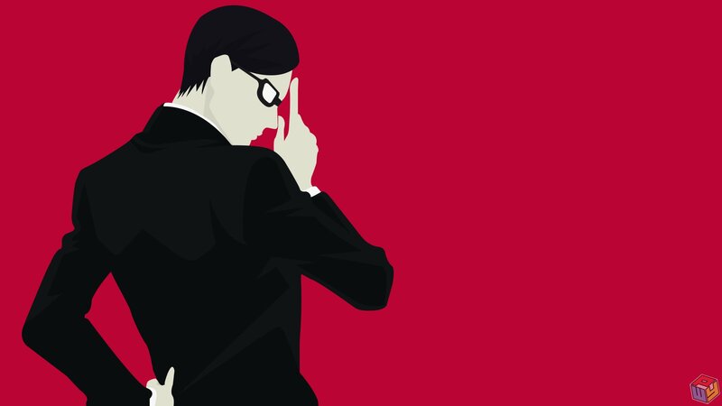 Man in Black Suit — Red, Dramatic, Vector Art