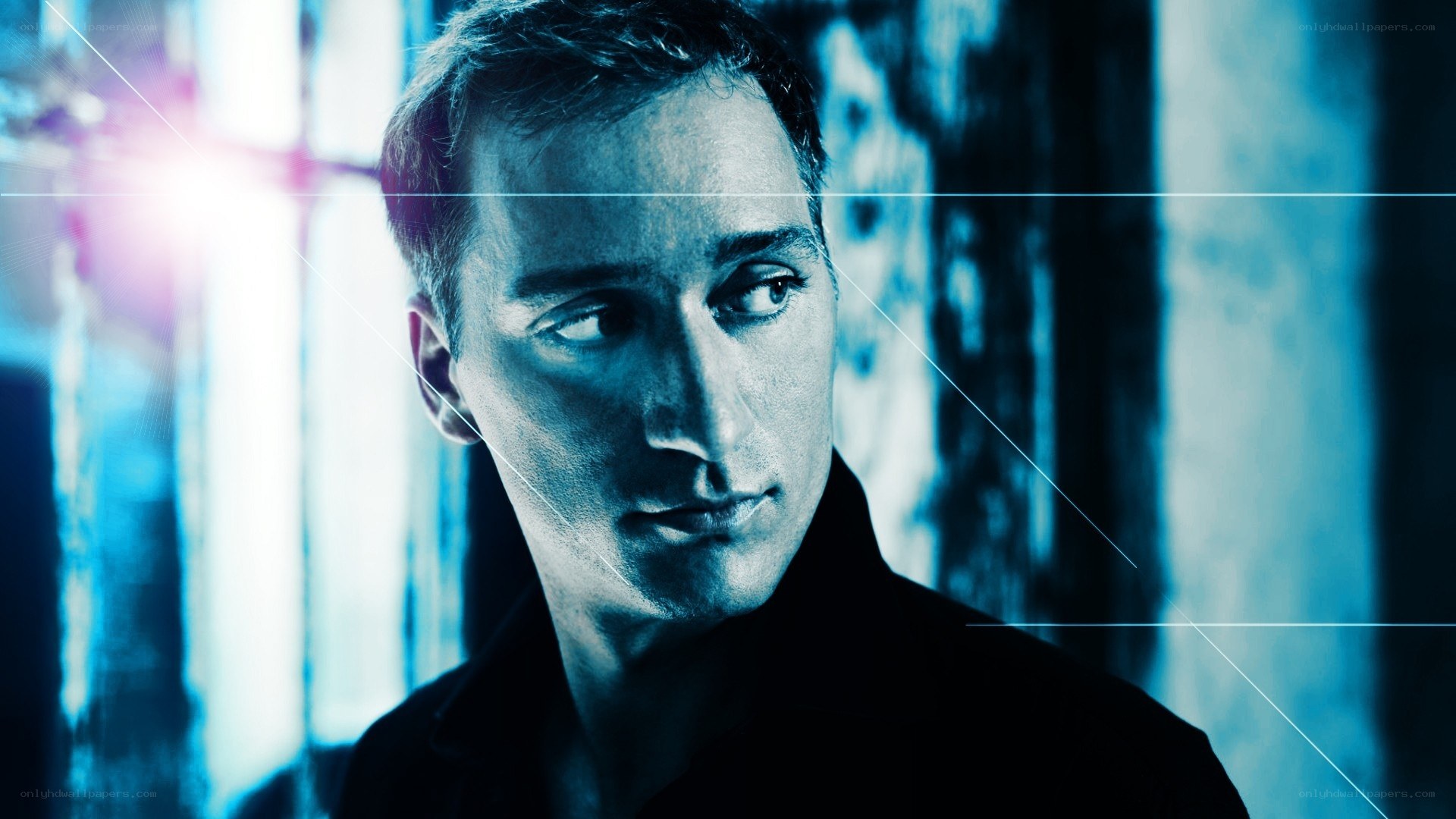 man in blue light
