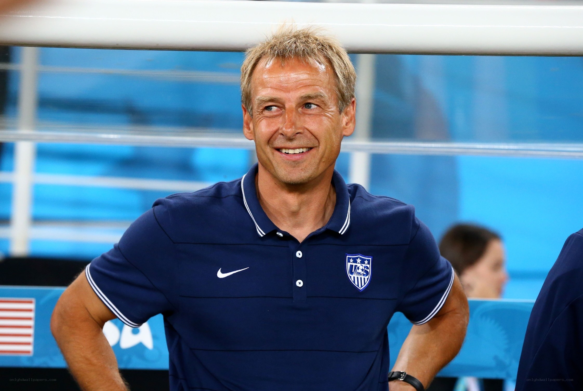 man in blue polo shirt