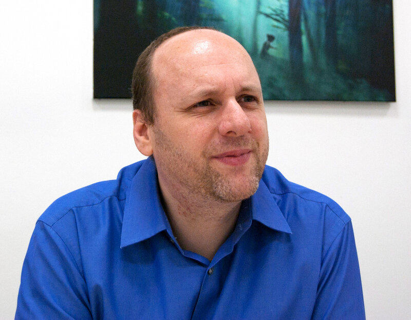 Man in Blue Shirt — Neutral, Photograph, Painting