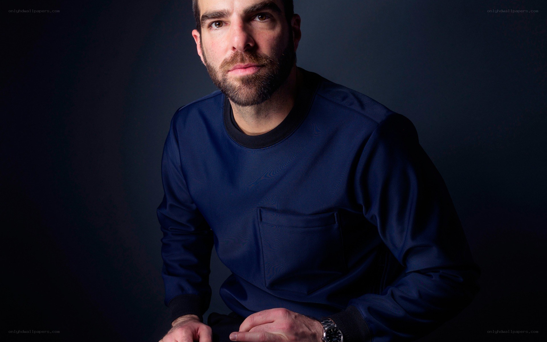 man in blue sweater