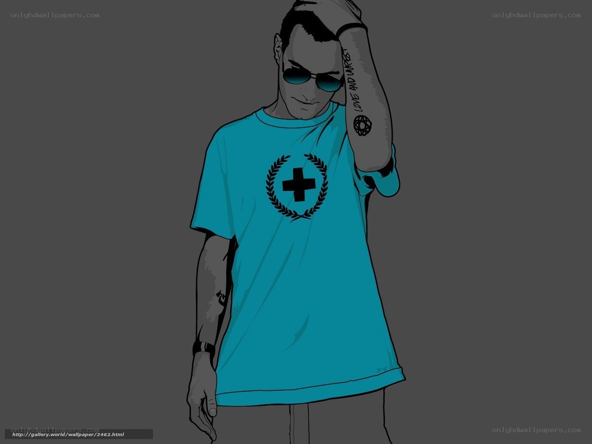 man in blue t-shirt