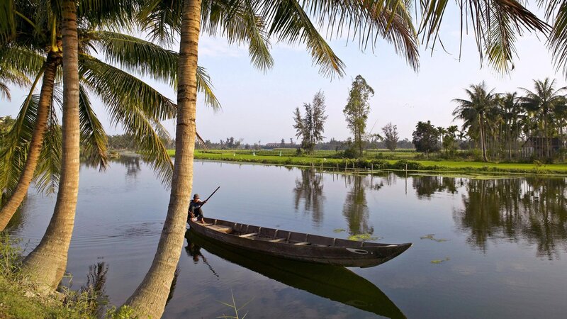 Man in boat on a river